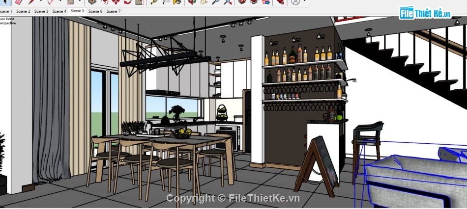 Phòng khách file sketchup,file sketchup phòng khách,file su phòng khách,Nội thất căn hộ sketchup