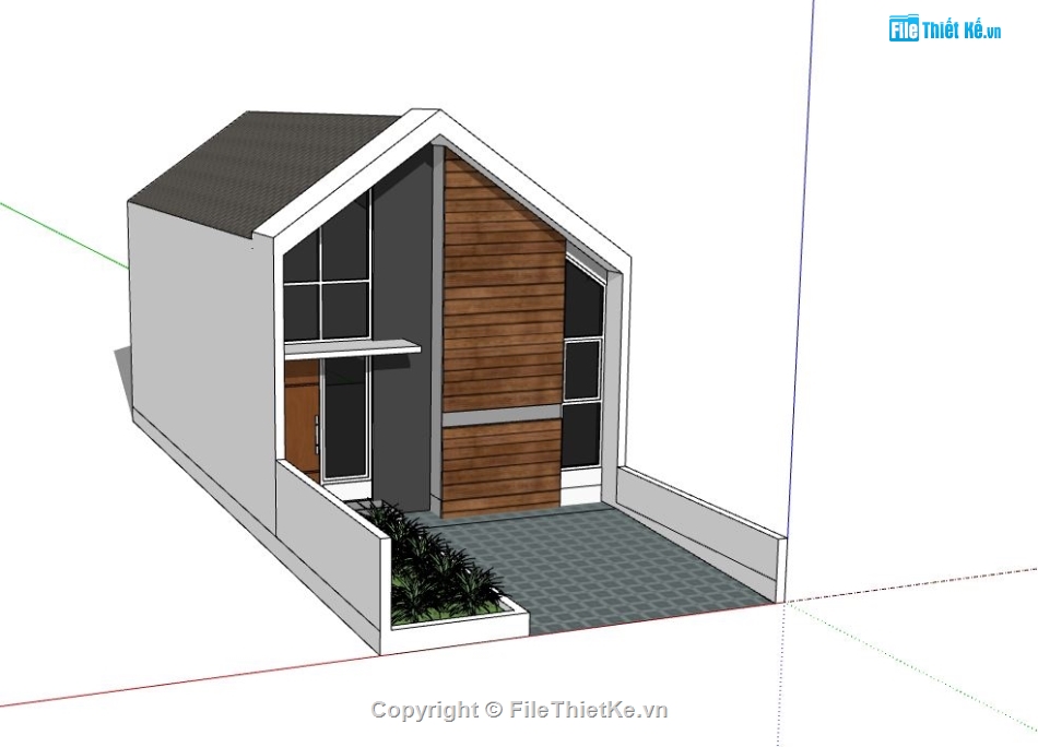 Nhà phố 2 tầng,model su nhà phố 2 tầng,nhà phố 2 tầng file sketchup