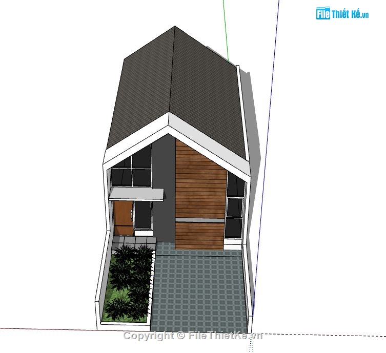 Nhà phố 2 tầng,model su nhà phố 2 tầng,nhà phố 2 tầng file sketchup