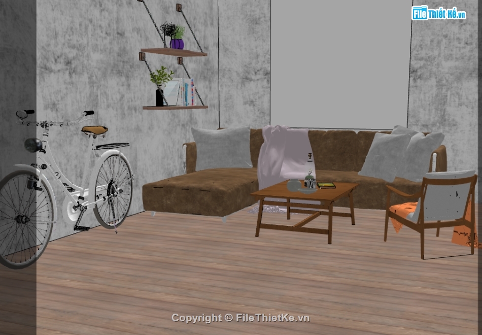 thiết kế sketchup nội thất đơn giản,thiết kế nội thất file su,dựng nội thất đơn giản trên sketchup