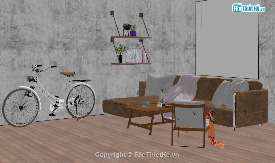 thiết kế sketchup nội thất đơn giản,thiết kế nội thất file su,dựng nội thất đơn giản trên sketchup