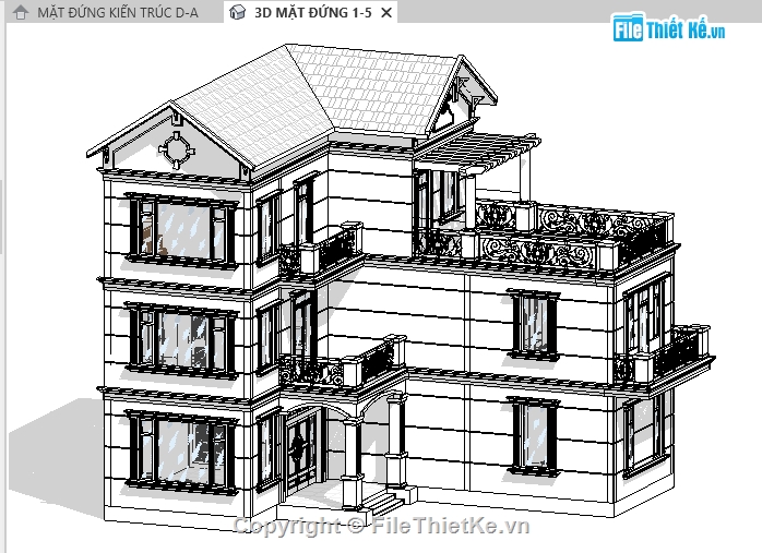 revit kiến trúc biệt thự 3 tầng,revit biệt thự 3 tầng,kiến trúc biệt thự,biệt thự 3 tầng 11.5x14.7m,bản vẽ biệt thự 3 tầng,thiết kế biệt thự 3 tầng