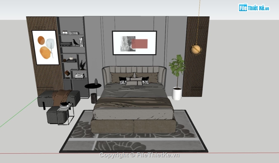 nội thất phòng ngủ sketchup,bố trí phòng ngủ,dựng 3d phòng ngủ