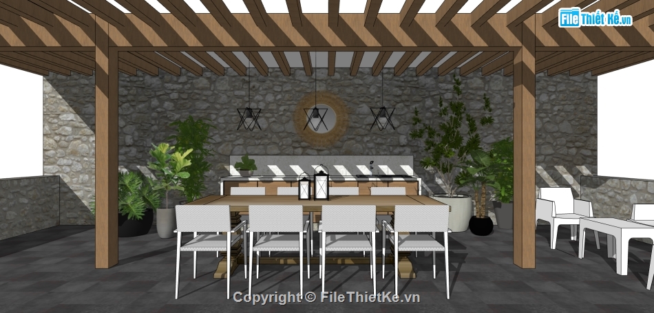 su mẫu nhà ăn,file sketchup mẫu nhà ăn,dựng 3d nhà ăn đơn giản,nội thất su