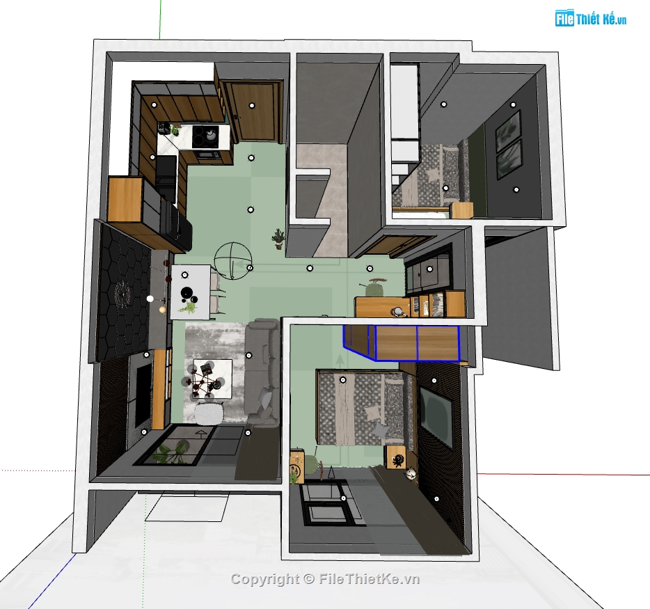 su nội thất chung cư,file su nội thất phòng ngủ,sketchup nội thất khách bếp,file sketchup nội thất chung cư