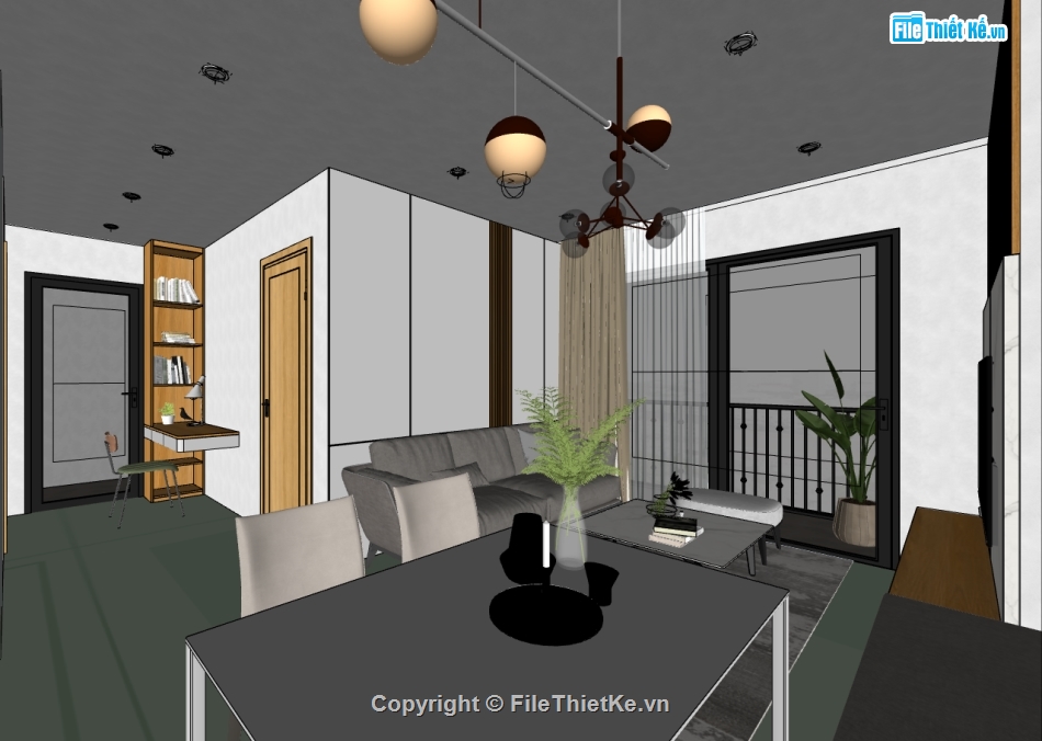 su nội thất chung cư,file su nội thất phòng ngủ,sketchup nội thất khách bếp,file sketchup nội thất chung cư
