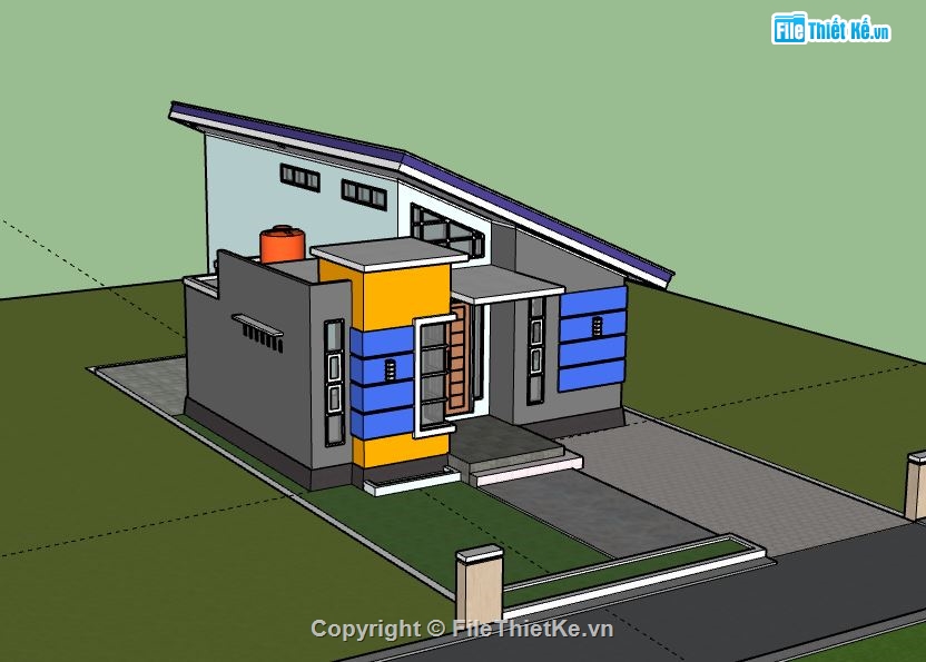 Biệt thự 1 tầng,model su biệt thự 1 tầng,biệt thự 1 tầng file su