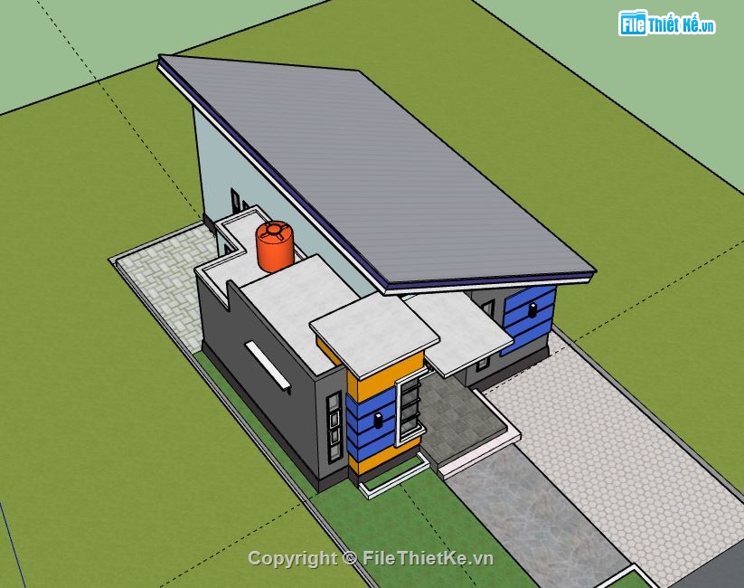 Biệt thự 1 tầng,model su biệt thự 1 tầng,biệt thự 1 tầng file su