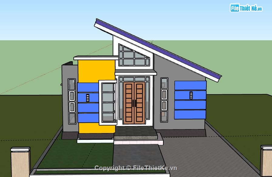 Biệt thự 1 tầng,model su biệt thự 1 tầng,biệt thự 1 tầng file su