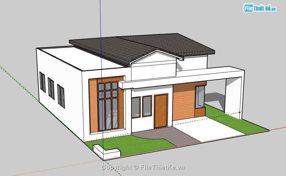 Biệt thự 1 tầng,model su biệt thự 1 tầng,biệt thự 1 tầng sketchup