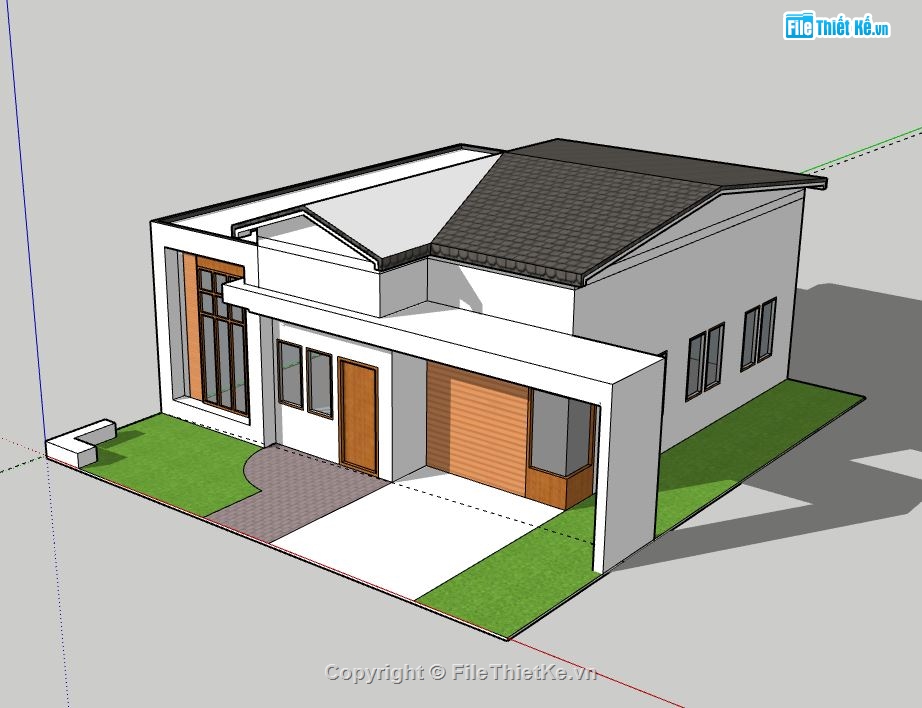 Biệt thự 1 tầng,model su biệt thự 1 tầng,biệt thự 1 tầng sketchup