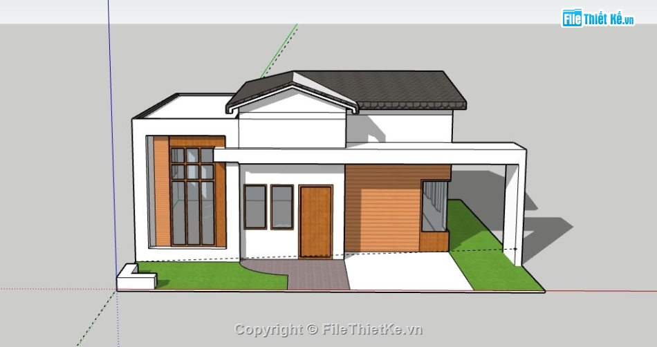 Biệt thự 1 tầng,model su biệt thự 1 tầng,biệt thự 1 tầng sketchup