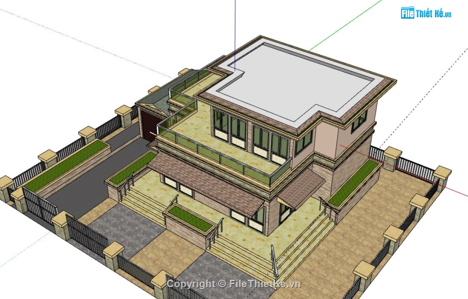 Biệt thự 2 tầng,model su biệt thự 2 tầng,biệt thự 2 tầng file su,sketchup biệt thự 2 tầng