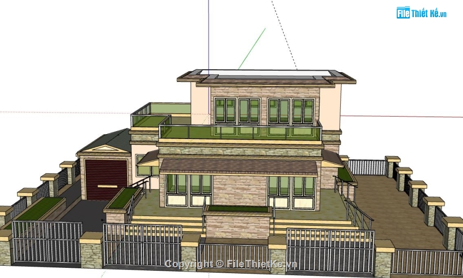 Biệt thự 2 tầng,model su biệt thự 2 tầng,biệt thự 2 tầng file su,sketchup biệt thự 2 tầng