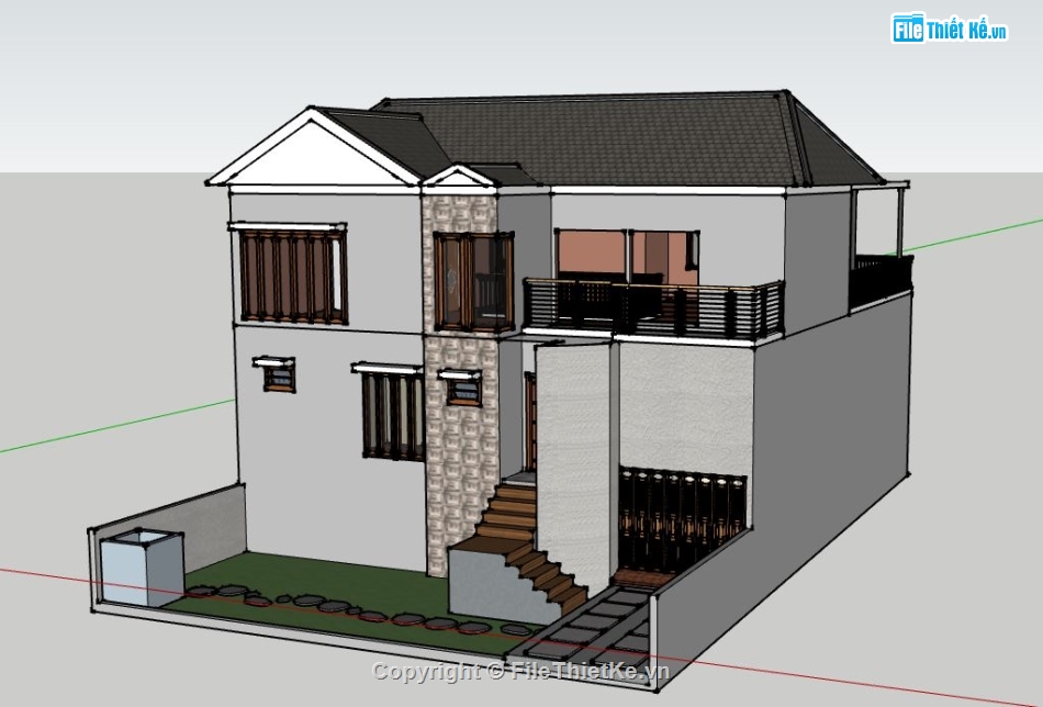 Biệt thự 2 tầng,model su biệt thự 2 tầng,file su biệt thự 2 tầng,biệt thự 2 tầng sketchup,sketchup biệt thự 2 tầng