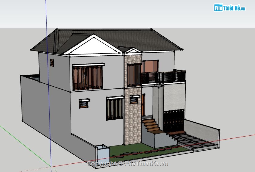 Biệt thự 2 tầng,model su biệt thự 2 tầng,file su biệt thự 2 tầng,biệt thự 2 tầng sketchup,sketchup biệt thự 2 tầng