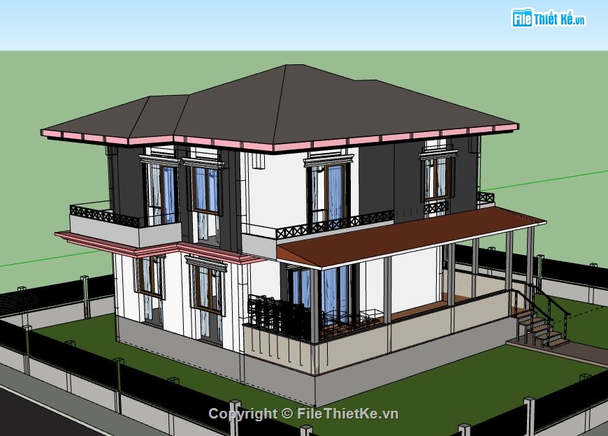 Biệt thự 2 tầng,model su biệt thự 2 tầng,biệt thự 2 tầng file su,file sketchup biệt thự 2 tầng,biệt thự 2 tầng sketchup