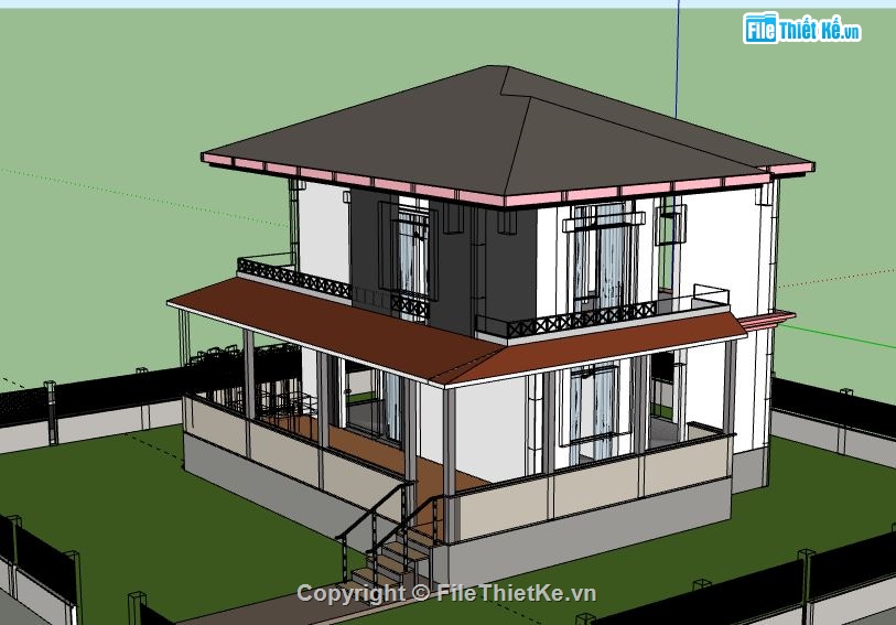 Biệt thự 2 tầng,model su biệt thự 2 tầng,biệt thự 2 tầng file su,file sketchup biệt thự 2 tầng,biệt thự 2 tầng sketchup