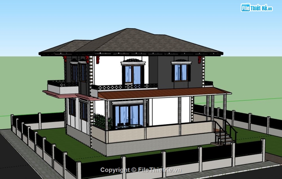 Biệt thự 2 tầng,model su biệt thự 2 tầng,biệt thự 2 tầng file su,file sketchup biệt thự 2 tầng,biệt thự 2 tầng sketchup