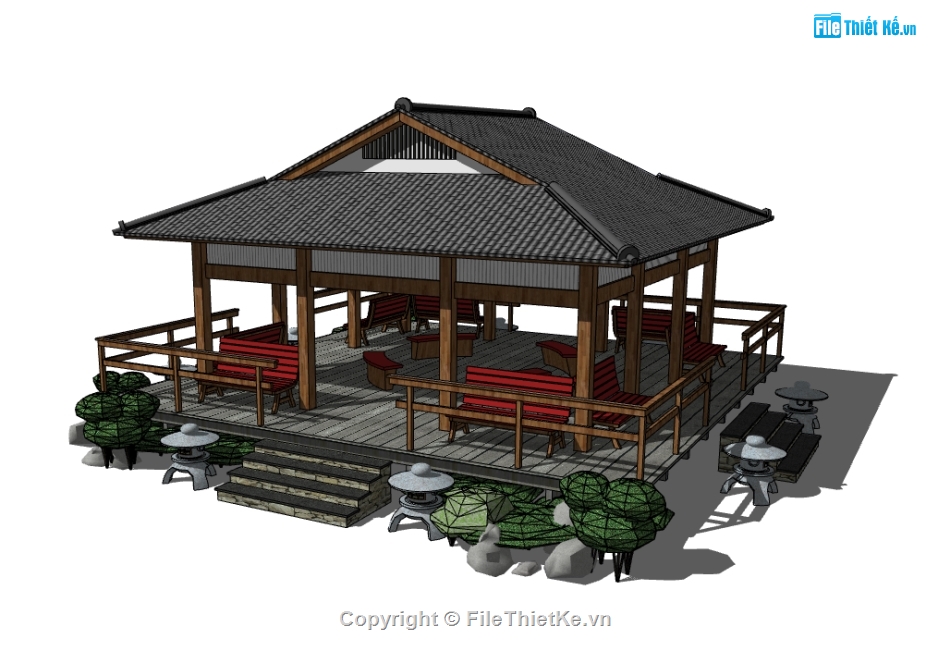 dựng chòi nghỉ mát file sketchup,dựng 3d su chòi nghỉ mát,chòi nghỉ mát skechup