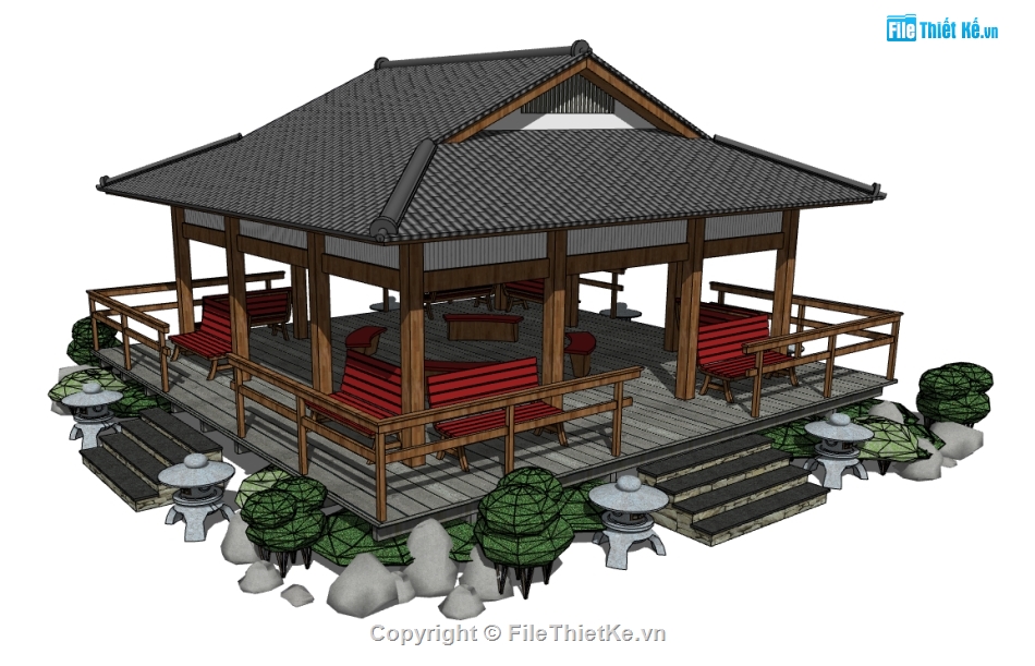 dựng chòi nghỉ mát file sketchup,dựng 3d su chòi nghỉ mát,chòi nghỉ mát skechup