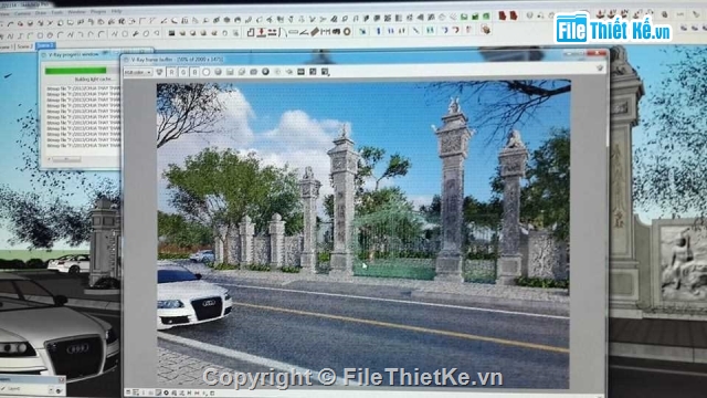 cổng sketchup,mẫu cổng sketchup,Model sketchup cổng chùa,File sketchup cổng chùa
