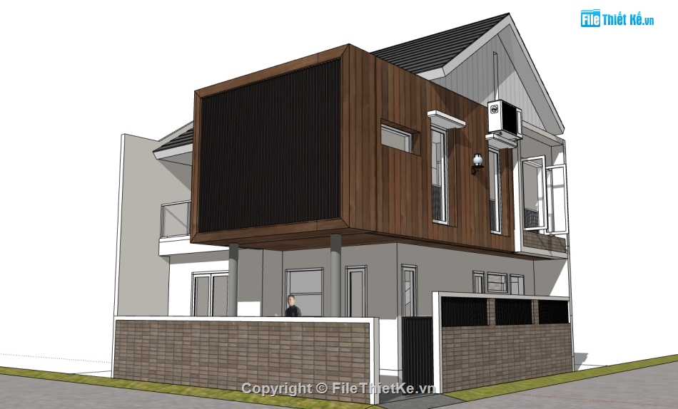 nhà phố 2 tầng,file sketchup nhà phố 2 tầng,file su nhà phố 2 tầng,model su nhà phố 2 tầng