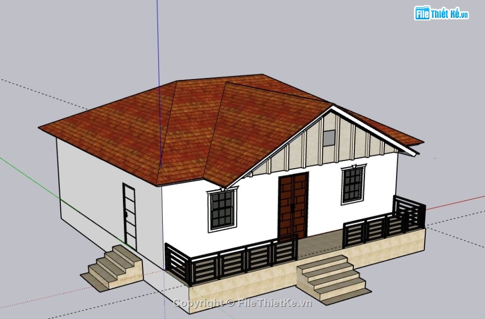 Nhà cấp 4,model su nhà cấp 4,sketchup nhà cấp 4,thiết kế nhà cấp 4,nhà cấp 4 file su