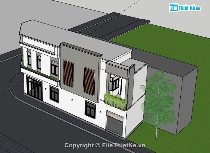 Nhà phố 2 tầng,file sketchup nhà phố 2 tầng,nhà phố 2 tầng file su,model su nhà phố 2 tầng,nhà phố 2 tầng file sketchup
