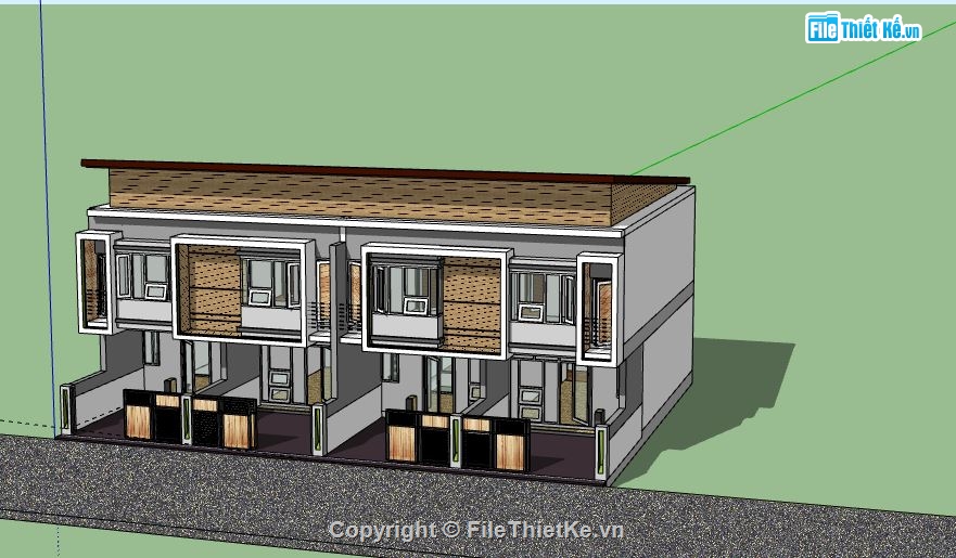 Nhà phố 2 tầng,model su nhà phố 2 tầng,sketchup nhà phố 2 tầng