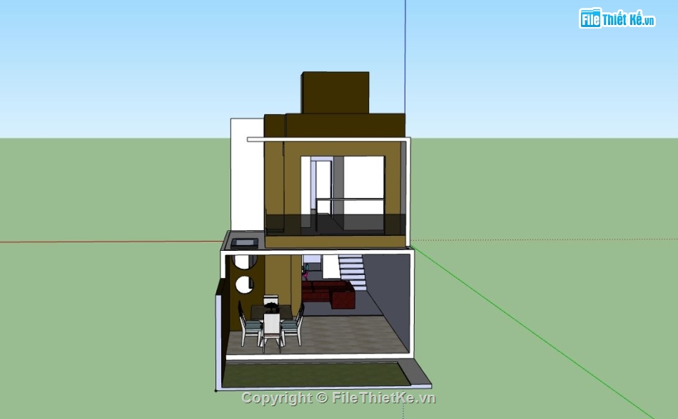 Nhà phố 2 tầng,Nhà phố 2 tầng hiện đại,model su nhà phố 2 tầng,file sketchup nhà phố 2 tầng