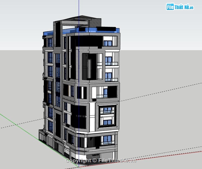 Nhà phố 6 tầng,model su nhà phố 6 tầng,sketchup nhà phố 6 tầng