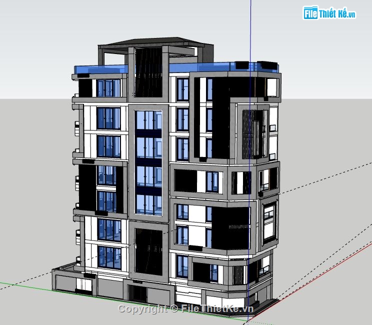 Nhà phố 6 tầng,model su nhà phố 6 tầng,sketchup nhà phố 6 tầng