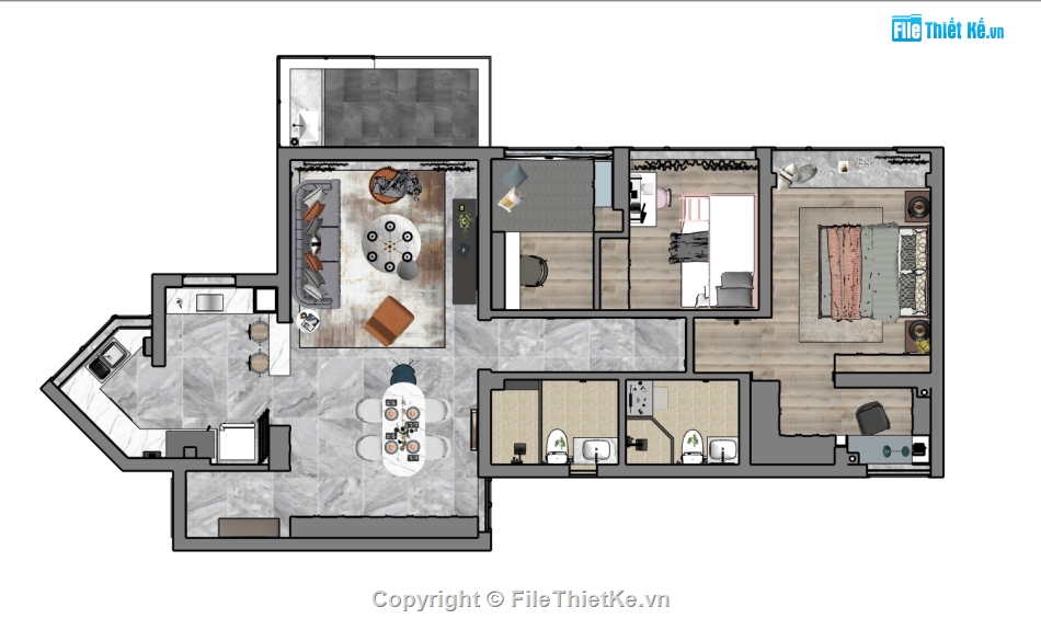 sketchup nội thất chung cư,mẫu nội thất phòng ngủ,model su nội thất khách bếp,nội thất chung cư đẹp