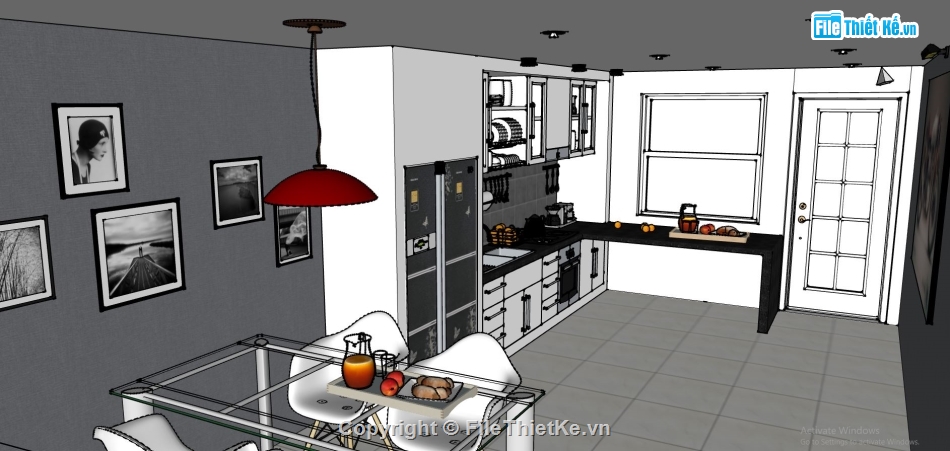 file sketchup nhà phố,nhà phố lệch tầng sketchup,sketchup nội thất nhà phố