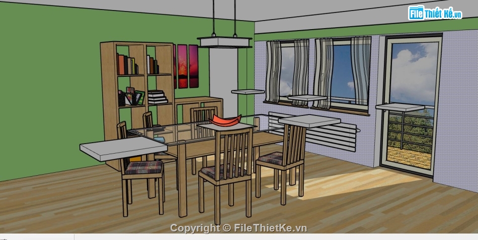 file sketchup mẫu nhà ăn,sketchup phòng ăn,file sketchup phòng ăn