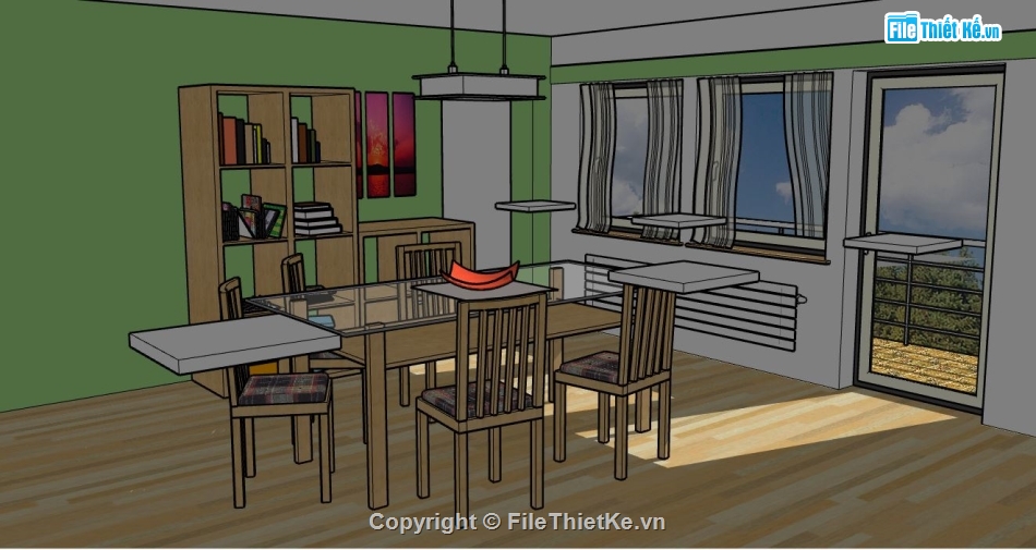 file sketchup mẫu nhà ăn,sketchup phòng ăn,file sketchup phòng ăn