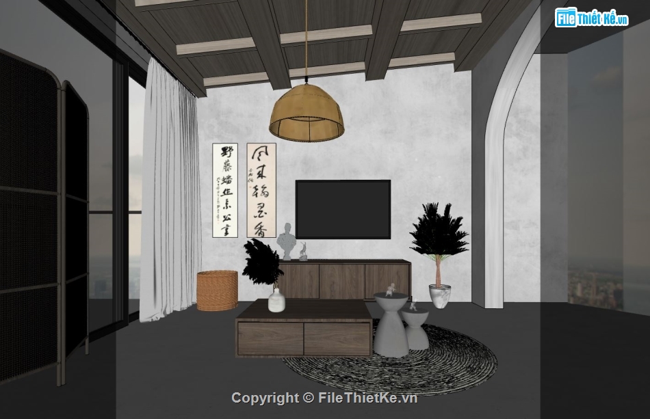 Phòng khách file sketchup,Phòng khách bếp file sketchup,model su phòng khách,phòng khách file su,file su phòng khách