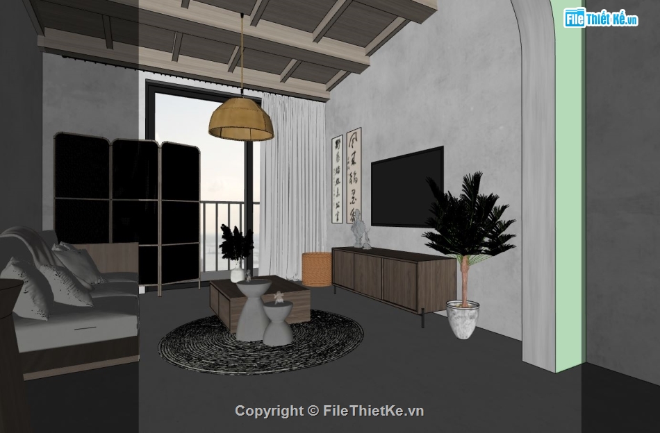 Phòng khách file sketchup,Phòng khách bếp file sketchup,model su phòng khách,phòng khách file su,file su phòng khách