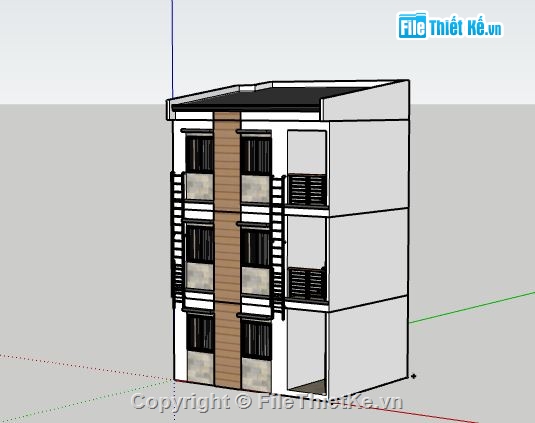 Nhà phố 3 tầng,model su nhà phố 3 tầng,mẫu nhà phố 3 tầng sketchup