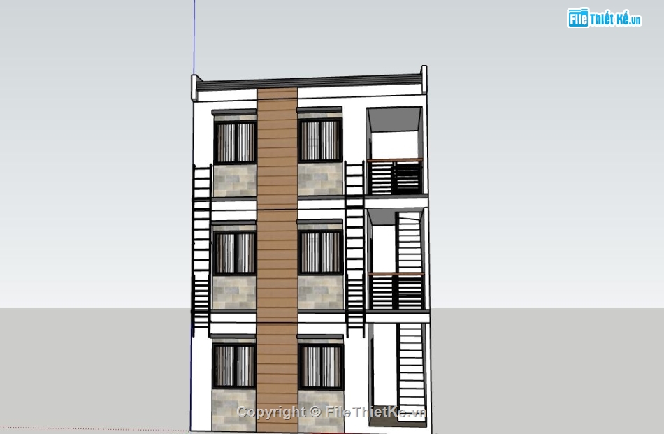 Nhà phố 3 tầng,model su nhà phố 3 tầng,mẫu nhà phố 3 tầng sketchup