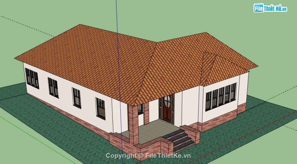 Biệt thự 1 tầng,model su biệt thự 1 tầng,biệt thự 1 tầng sketchup,sketchup biệt thự 1 tầng,file su biệt thự 1 tầng