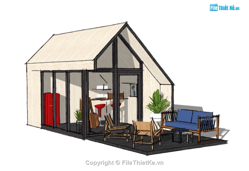 Home stay sketchup,Home stay model su,file sketchup homestay,model su homestay,sketchup home stay