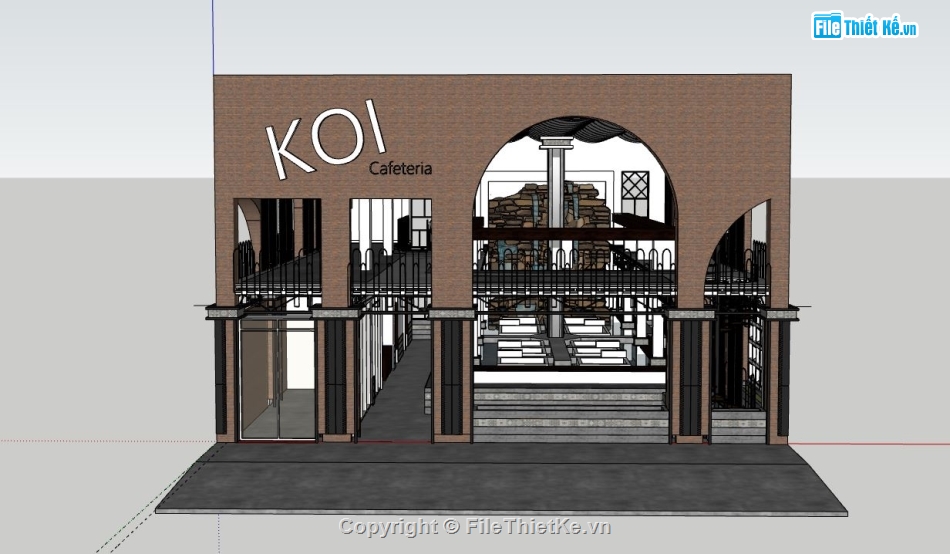 sketchup quán cafe,Model su quán cafe,file sketchup quán cafe,quán cafe model su