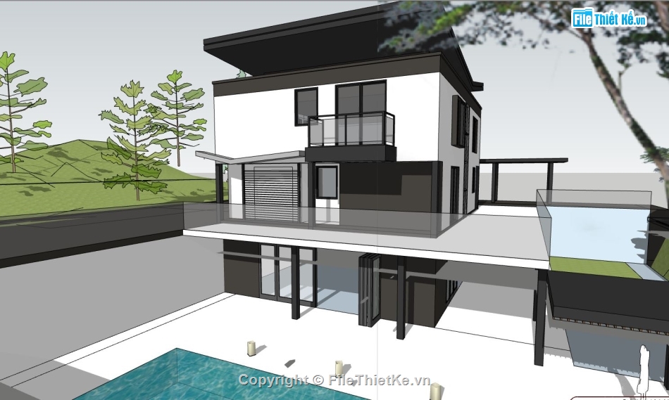 biệt thự 3 tầng,mẫu biệt thự 3 tầng,mẫu biệt thự sketchup