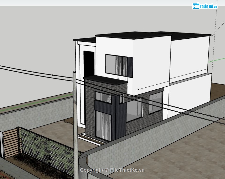 Nhà phố 2 tầng,model su nhà phố 2 tầng,nhà phố 2 tầng file sketchup