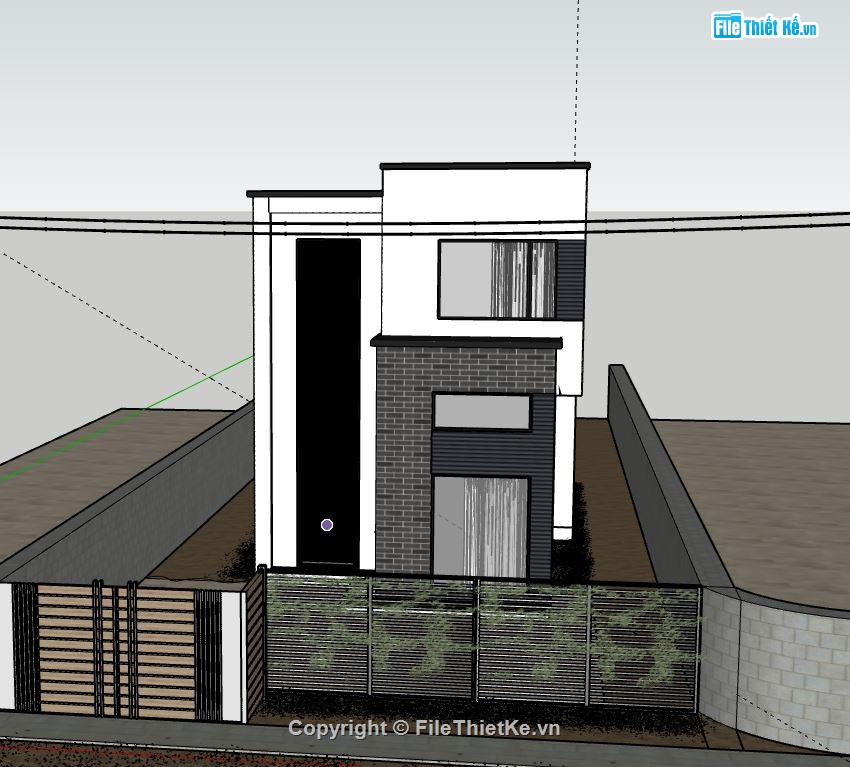 Nhà phố 2 tầng,model su nhà phố 2 tầng,nhà phố 2 tầng file sketchup