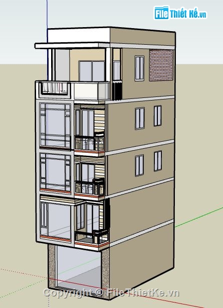 Nhà phố 5 tầng,model su nhà phố 5 tầng,file su nhà phố 5 tầng,nhà phố 5 tầng sketchup,nhà phố 5 tầng file su