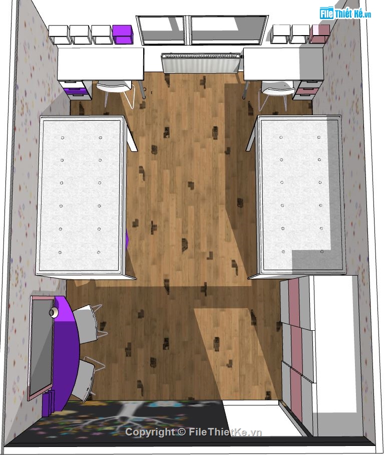 model phòng học tập,su phòng học,sketchup phòng học