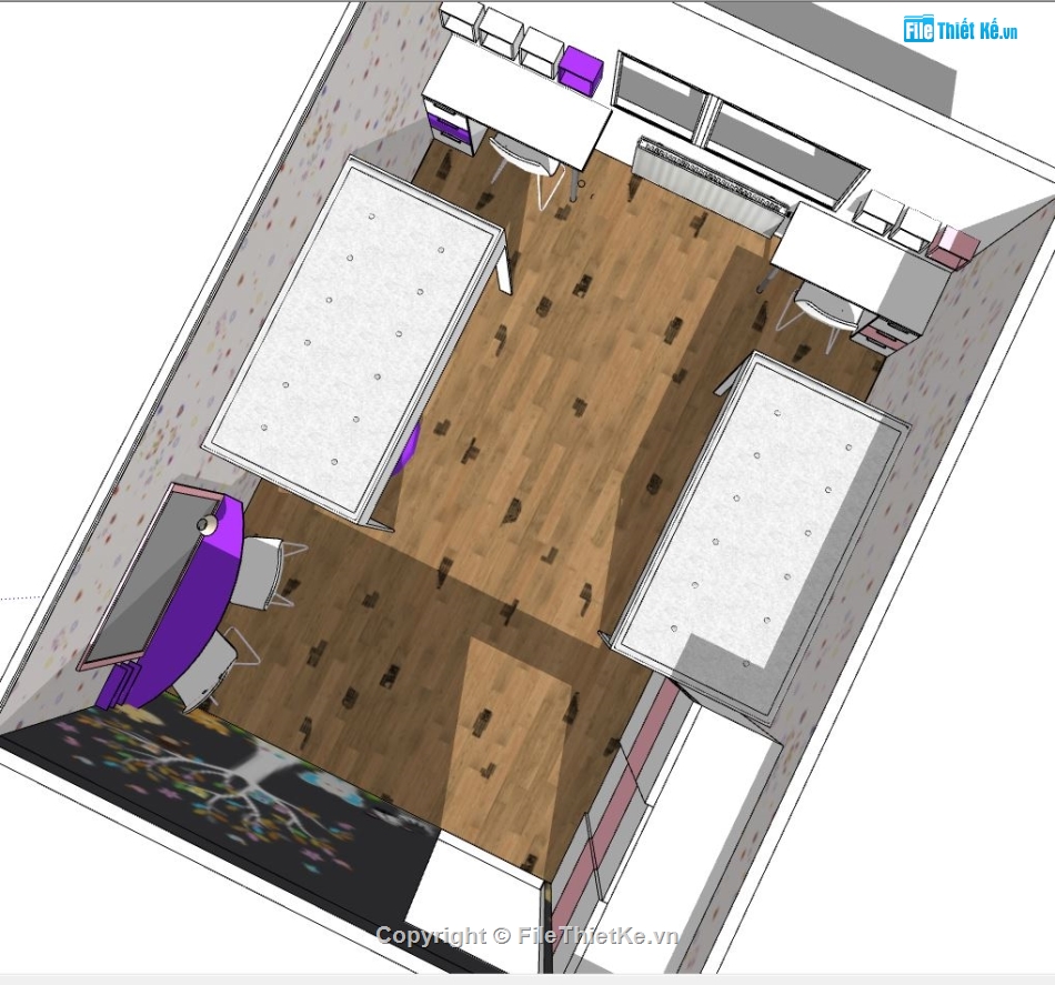 model phòng học tập,su phòng học,sketchup phòng học